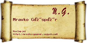 Mravko Gáspár névjegykártya
